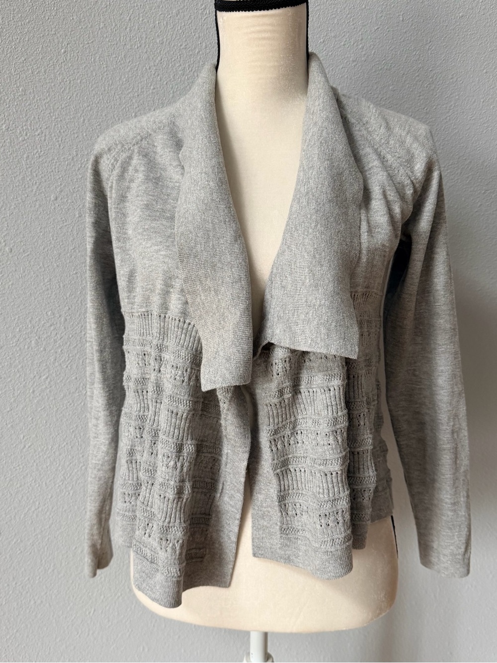 Banana Republic Light Gray Open-Front Knit Cardigan
